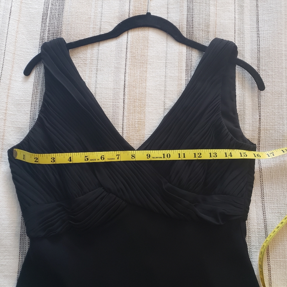 Adrianna Papell Ruched Chiffon Bodice Cocktail Dress Little Black Dress - Picture 7 of 12